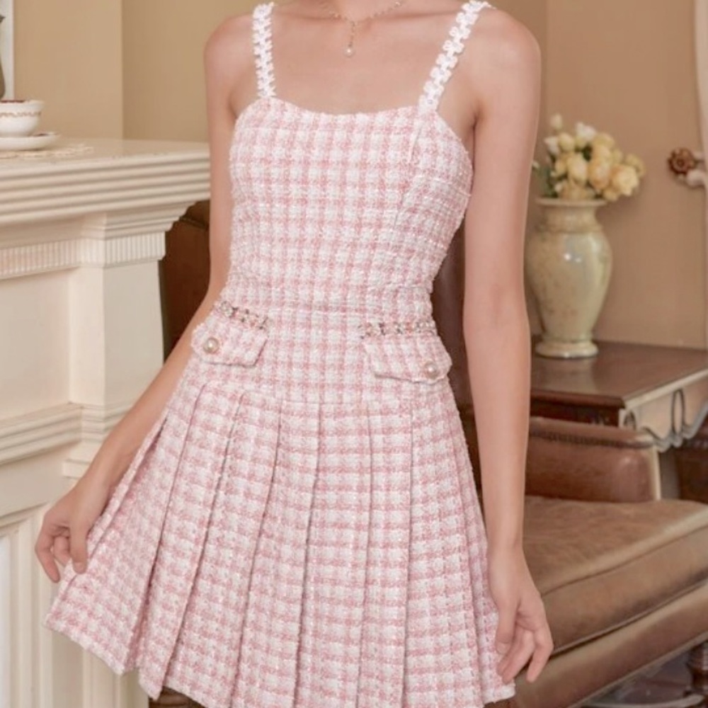Pink Tweed Dress